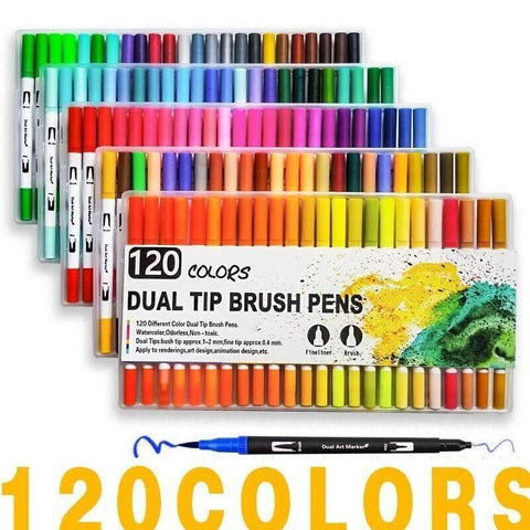 12-120 Watercolor Brush Pen Set Artist Sketch Marker - White-36 Colours