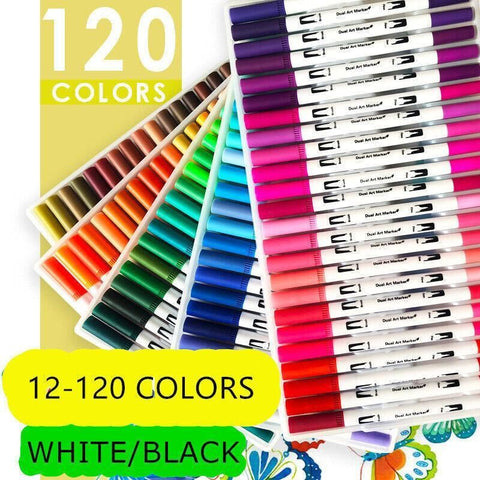 12-120 Watercolor Brush Pen Set Artist Sketch Marker - White-36 Colours