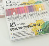12-120 Watercolor Brush Pen Set Artist Sketch Marker - White-36 Colours