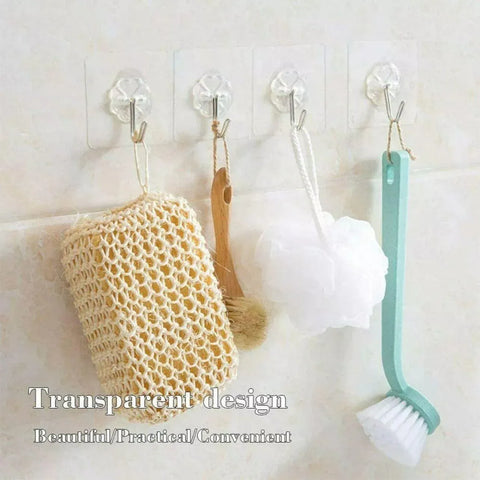 24-48Pcs Clear Seamless Adhesive Hook Strong Stick Wall Hook Load Kitchen Hanger - 24 PCS