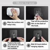 24-48Pcs Clear Seamless Adhesive Hook Strong Stick Wall Hook Load Kitchen Hanger - 24 PCS
