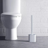 TPR Toilet Brush Set Silicone-Like Head with Holder Wall Mounted Detachable Handle - Grey * 1 Unit