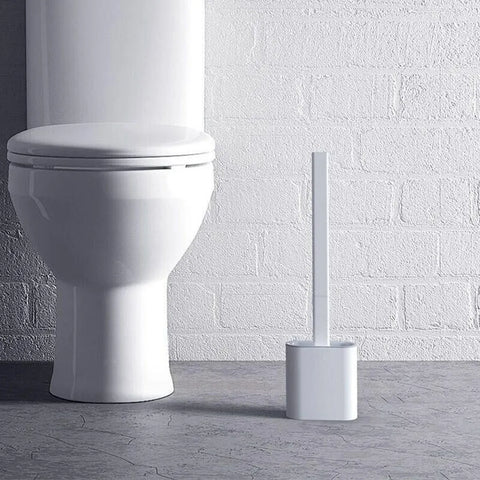 TPR Toilet Brush Set Silicone-Like Head with Holder Wall Mounted Detachable Handle - Grey * 1 Unit