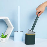 TPR Toilet Brush Set Silicone-Like Head with Holder Wall Mounted Detachable Handle - Grey * 1 Unit