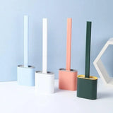 TPR Toilet Brush Set Silicone-Like Head with Holder Wall Mounted Detachable Handle - Grey * 1 Unit