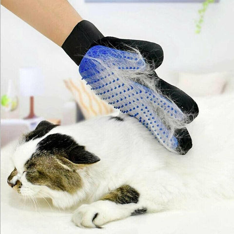 Pet Dog Cat Massage Hair Removal Grooming Comb Touch Cleaning Brush Magic Glove - Pink Right Hand