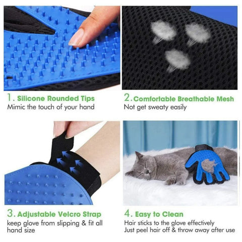 Pet Dog Cat Massage Hair Removal Grooming Comb Touch Cleaning Brush Magic Glove - Pink Right Hand