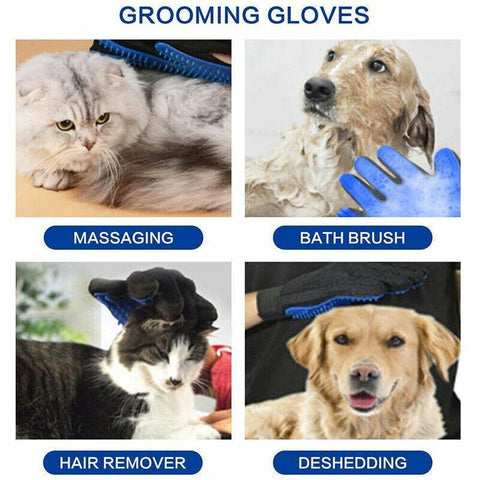 Pet Dog Cat Massage Hair Removal Grooming Comb Touch Cleaning Brush Magic Glove - Pink Right Hand
