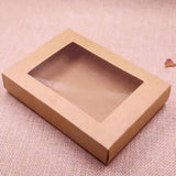10 Pack Kraft Paper Boxes with Window Disposable Cardboard Gift Catering Trays - 20X15X5CM