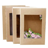 10 Pack Kraft Paper Boxes with Window Disposable Cardboard Gift Catering Trays - 20X15X5CM