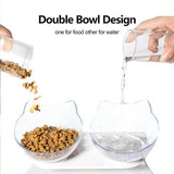 Double Cat Dog Bowl Elevated Pet Feeder Stand Raised Food Water Feeding Dish - Black+Black