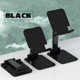 Foldable Adjustable Universal Desk Stand Holder For Mobile Phone Tablet Portable - Black