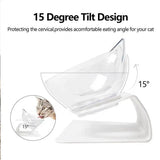 Double Cat Dog Bowl Elevated Pet Feeder Stand Raised Food Water Feeding Dish - Black+Transparency