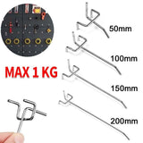 50X Pegboard Hooks Metal Panel Valcano Peg Board Hook Steel 50 100 150 200 Mm - 10CM