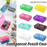 Large Capacity Transparent Plastic Pencil Case Multifunctional Student Art Box - Transparent