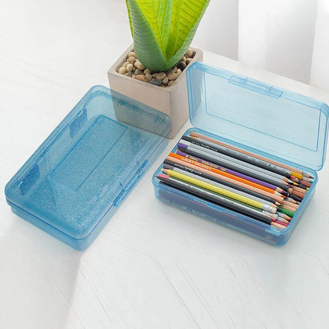 Large Capacity Transparent Plastic Pencil Case Multifunctional Student Art Box - Transparent