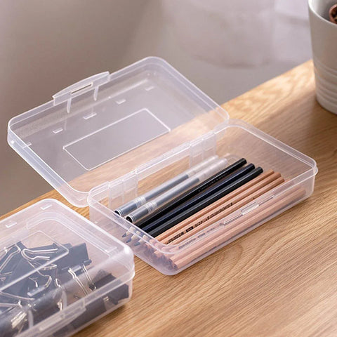 Large Capacity Transparent Plastic Pencil Case Multifunctional Student Art Box - Transparent
