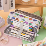 Zipper Pencil Case Large Capacity Storage Bag School Stationery Makeup Organizer - Green