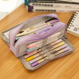 Zipper Pencil Case Large Capacity Storage Bag School Stationery Makeup Organizer - Green