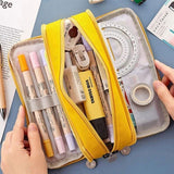 Zipper Pencil Case Large Capacity Storage Bag School Stationery Makeup Organizer - Green