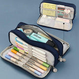 Zipper Pencil Case Large Capacity Storage Bag School Stationery Makeup Organizer - Green