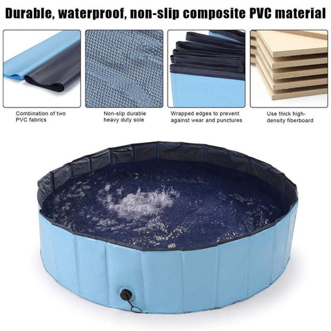 Pet Swimming Pool Foldable Portable Pool for Dogs Outdoor Summer Play - Red-120x30cm