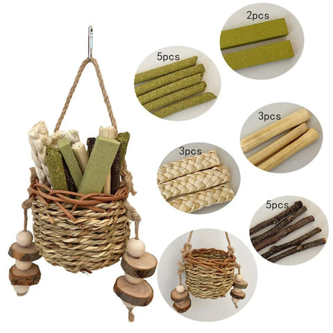 Pet Teething Stick Set Chew Toys for Hamster Dental Care Small Animal Supplies
