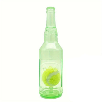 Durable Pet Teething Resistant Tennis Ball Wine Bottle Chew Toy for Dogs Play - Green-L