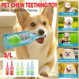 Durable Pet Teething Resistant Tennis Ball Wine Bottle Chew Toy for Dogs Play - Green-L