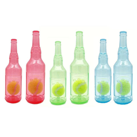 Durable Pet Teething Resistant Tennis Ball Wine Bottle Chew Toy for Dogs Play - Green-L