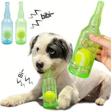 Durable Pet Teething Resistant Tennis Ball Wine Bottle Chew Toy for Dogs Play - Green-L
