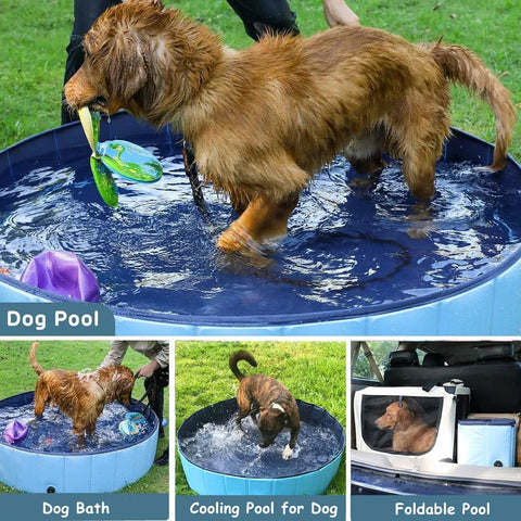 Pet Swimming Pool Foldable Portable Pool for Dogs Outdoor Summer Play - Blue-120x30cm