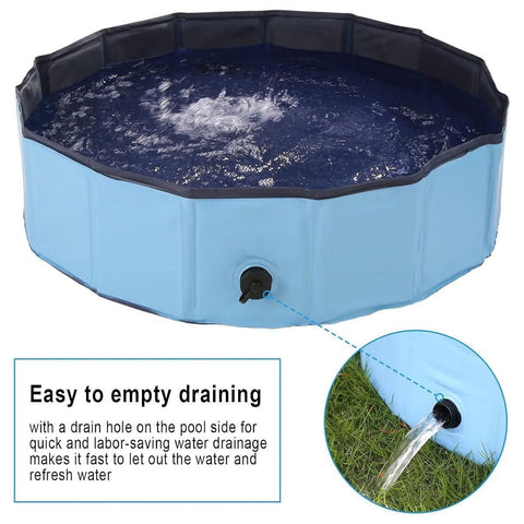 Pet Swimming Pool Foldable Portable Pool for Dogs Outdoor Summer Play - Blue-120x30cm