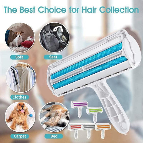 Pet Hair Remover Brush Dog Cat Fur Cleaning Roller Reusable Self Cleaning Tool - Grey