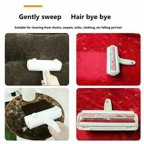 Pet Hair Remover Brush Dog Cat Fur Cleaning Roller Reusable Self Cleaning Tool - Purple
