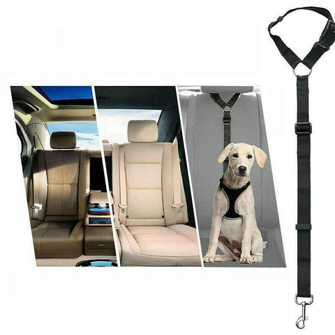 Adjustable Pet Dog Car Clip Lead Harness Strap for Vehicle Travel Restraint Use - Yellow