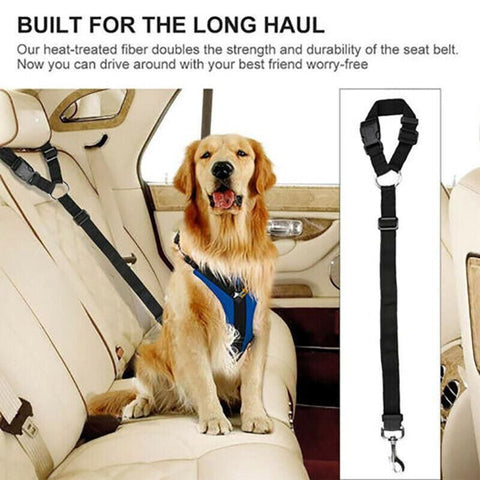 Adjustable Pet Dog Car Clip Lead Harness Strap for Vehicle Travel Restraint Use - Yellow