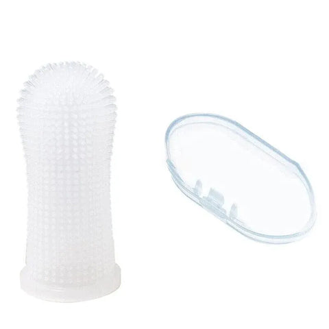Dog Cat Super Soft Pet Finger Toothbrush Teeth Silicone Brush Care Cleaning - Clear