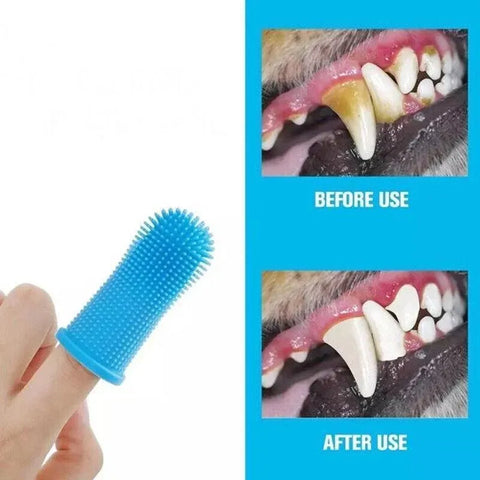 Dog Cat Super Soft Pet Finger Toothbrush Teeth Silicone Brush Care Cleaning - Clear