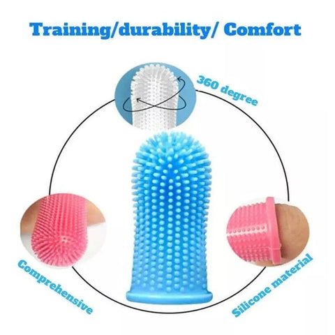 Dog Cat Super Soft Pet Finger Toothbrush Teeth Silicone Brush Care Cleaning - Clear