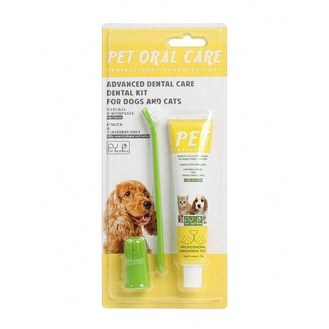 Pet Dog Cat Toothpaste and Toothbrush Set Beef Flavor