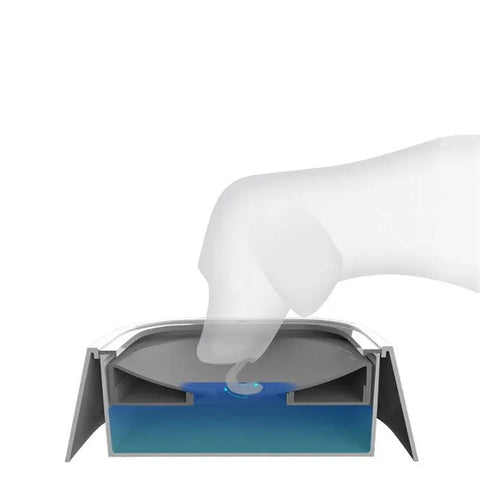 1.5L Pet Water Bowl No-Spill Design Slow Drinking Feeder with Non-Slip Base - White