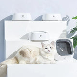 1.5L Pet Water Bowl No-Spill Design Slow Drinking Feeder with Non-Slip Base - White