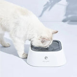 1.5L Pet Water Bowl No-Spill Design Slow Drinking Feeder with Non-Slip Base - White