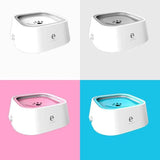 1.5L Pet Water Bowl No-Spill Design Slow Drinking Feeder with Non-Slip Base - White