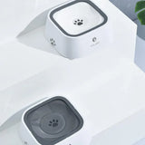 1.5L Pet Water Bowl No-Spill Design Slow Drinking Feeder with Non-Slip Base - White