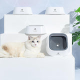 1.5L Pet Water Bowl No-Spill Design Slow Drinking Feeder with Non-Slip Base - White