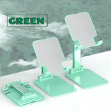 Foldable Adjustable Universal Desk Stand Holder For Mobile Phone Tablet Portable - Green