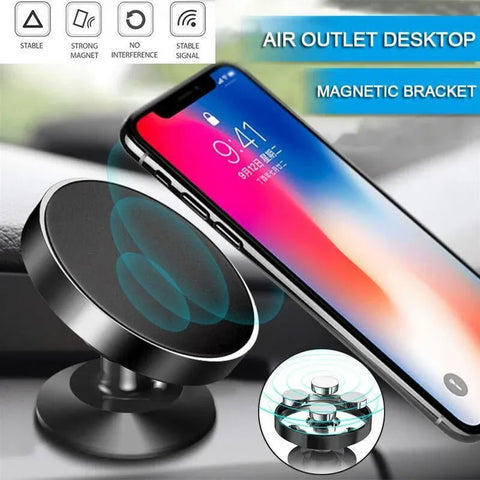 360-Degree Car Phone Holder Dashboard Mount Stand Cradle for Flat Surface - Silver