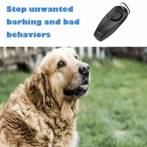 Dog Whistle and Clicker Set for Training Stop Barking Obedience Tool Combo - Pink
